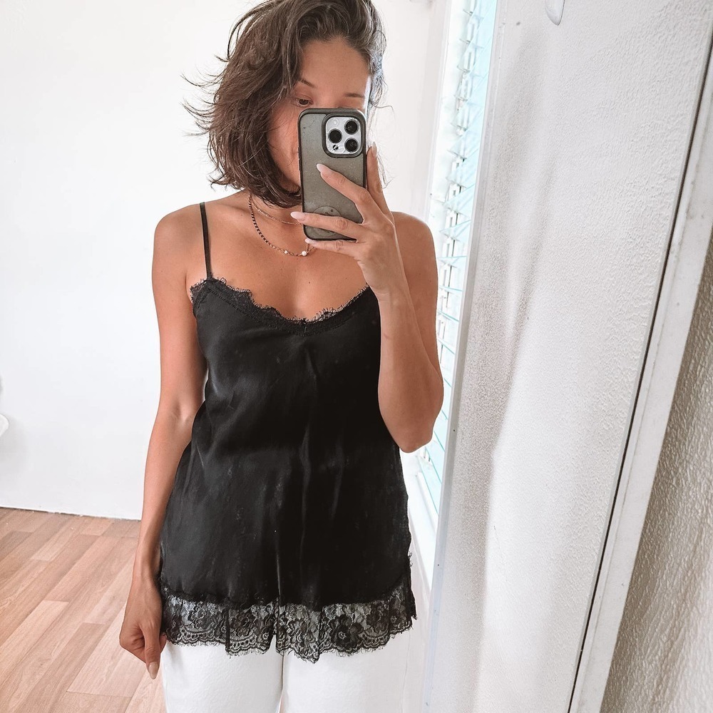 Scandal Italy Lace Black Cami Tank Top Size Small - Picture 4 of 10